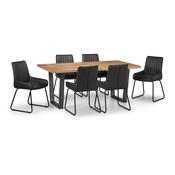 Brooklyn Dining Set - Oak Rectangular Dining Table and 6 Grey Soho Chairs image