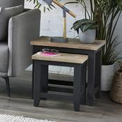 Bordeaux Dark Grey &amp; Oak Nesting Tables - Space Saving Living Room Set image