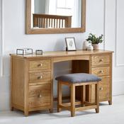Mallory Twin Dress Table&amp;Stool Dressing Table 142cm - Oak image