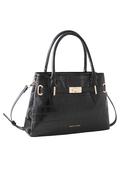 Croc-Effect Bowler Bag - Black Str