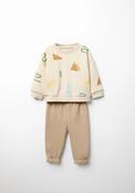 Printed Ribbd Set - Cream