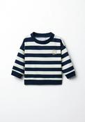 Striped Embroidered Sweatshirt - Blue