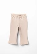 Solid Colour Flared Trousers - Beige