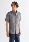 Linen Blend Short Sleeve One Pocket Shirt - Blue image