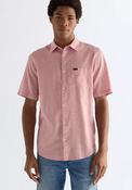 Linen Blend Short Sleeve One Pocket Shirt - Pink image