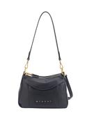 Saffron Double Zip Shoulder Bag - Black