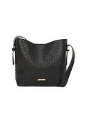 Sage Woven North South Shoulder Bag - Black