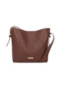 Sage Woven North South Shoulder Bag - Brown