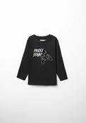 Graphic Print Long Sleeve T-Shirt - Black