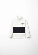 Zip Neck Contrast- Stripe Sweatshirt - White