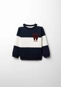 Striped Chenille Patch Sweatshirt - Blue