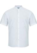 Short Sleeve Mao Collar Cotton Shirt - White image