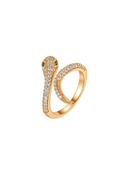 Snake Pavé Green Eye Ring - Gold
