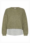 Relaxed Long Sleeve Top - Grape Leaf W. Fir Green Stripe