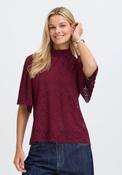 Scallop Hem Lace T-Shirt - Red