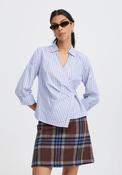 Hene Wrap Shirt - Chambray Blue Stripe