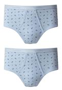 Mens Printed Cotton Executive Briefs 2 Pack - Blue