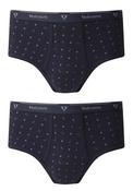 Mens Printed Cotton Executive Briefs 2 Pack - Navy