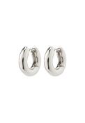 Aica Silver Plated Chunky Huggie Hoop Earrings - Silver