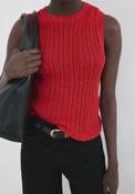 Openwork Knit Top - Red