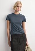 Washed Effect Cotton T-Shirt - Blue image