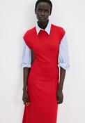 Perkins Neck Knitted Dress - Red