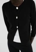 Knitted Cardigan Jewelelled Button - Black
