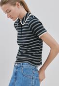 Scalloped Striped Polo Shirt - Blue image