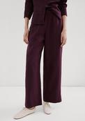 Straight Linen Blend Trousers - Burgundy image