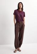 Short Sleeved Linen T-Shirt - Burgundy image