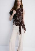 Asymmetric printed top - Brown image