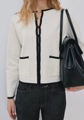 Contrasting Ribbed Cardigan - Cream