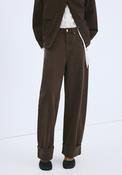 Balloon Jeans With Hems - Brown image