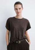 Short Sleeved Linen T-Shirt - Brown image