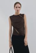 Ruched Fitted Top - Brown image