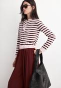 Stripped Knit Cardigan - Pink