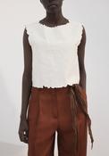 Embroidered Flower Top - White image