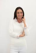 Cable Knit Sweater With Floral Shirt Insert - Cream