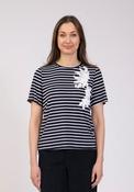 Stripe T Shirt With Floral Appliqué - Blue image