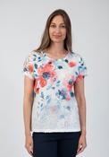 Floral Lace Overlay T Shirt - Blue image