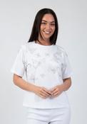T Shirt With Butterfly Motif Gemstones - White image
