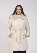 Hood Faux Fur Long Jacket - Cream