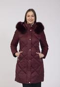 Hood Faux Fur Long Jacket - Merlot