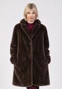 Faux Fur Long Coat - Brown