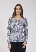 Printed Burnout Top - Denim