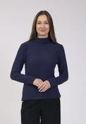 Basic Brushed Roll Neck Top - Navy