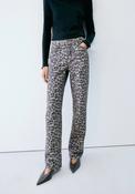 Leopard Print Straight Jeans - Denim Grey