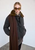 Fur Collar Puffer Jacket - Grey