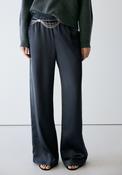 Straight Satin Trousers - Blue
