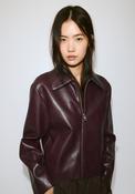 Sabina Jacket With Pockets Faux Leathers - Burgundy